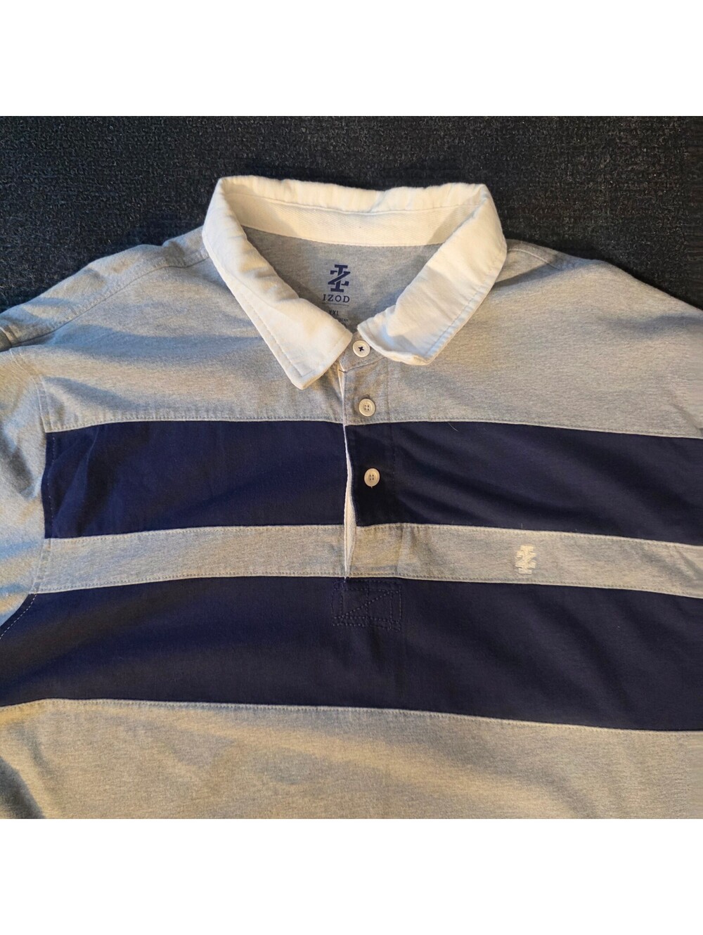 vintage Izod Men's XXL Long Sleeve Rugby Polo Shirt y2k style